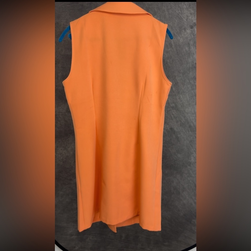 Ashley Stewart Orange Sherbet Sleeveless Tunic Vest 14/16 NWT One Button - Picture 5 of 8